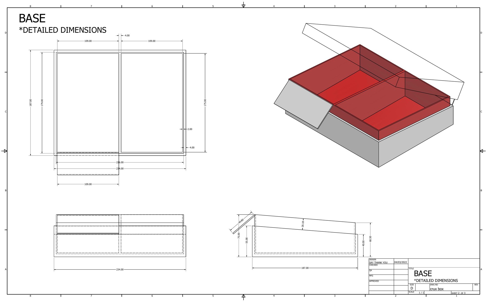 Crux Epicure base, detailed dimensions