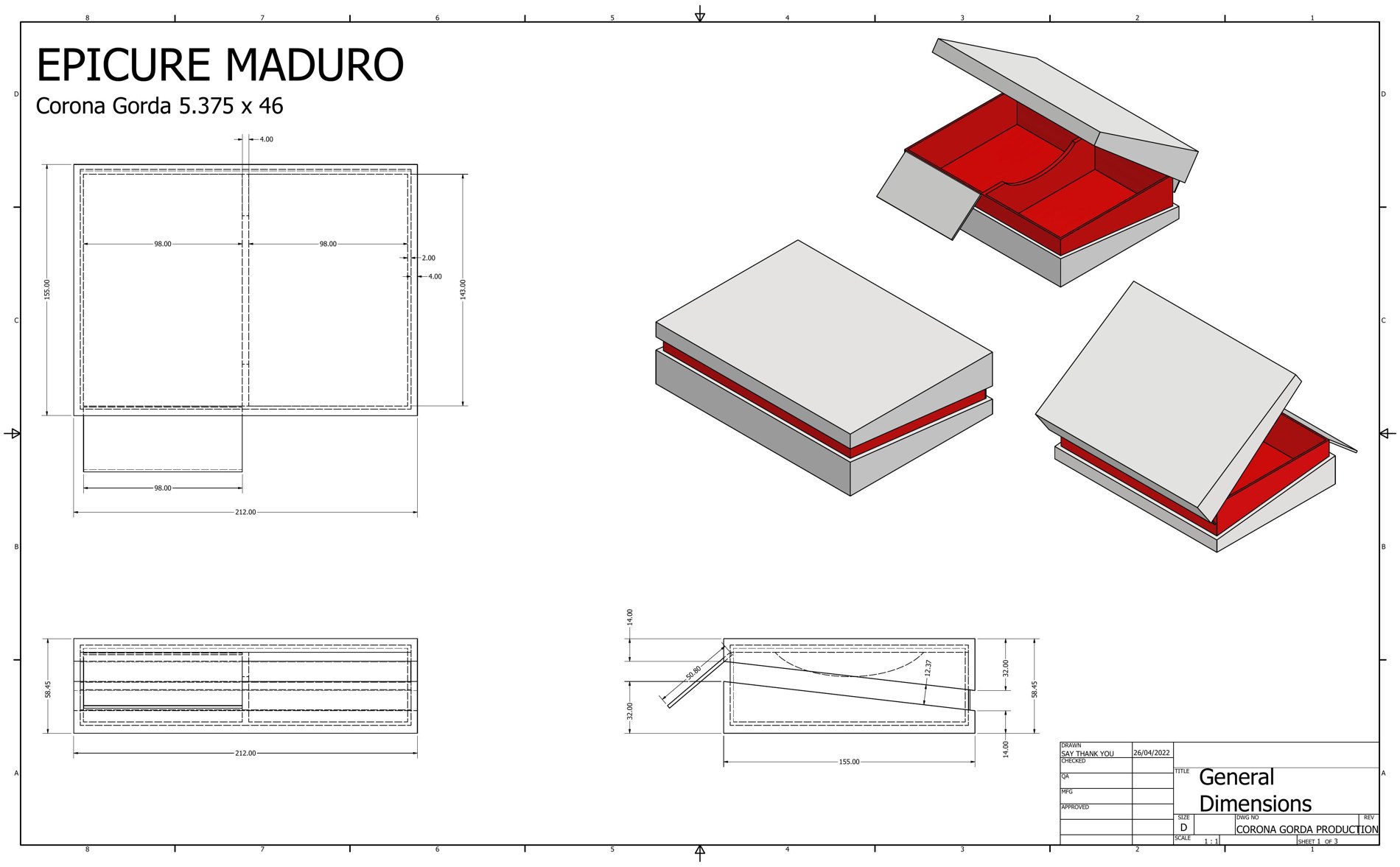 Crux Epicure Corona Gorda production drawing