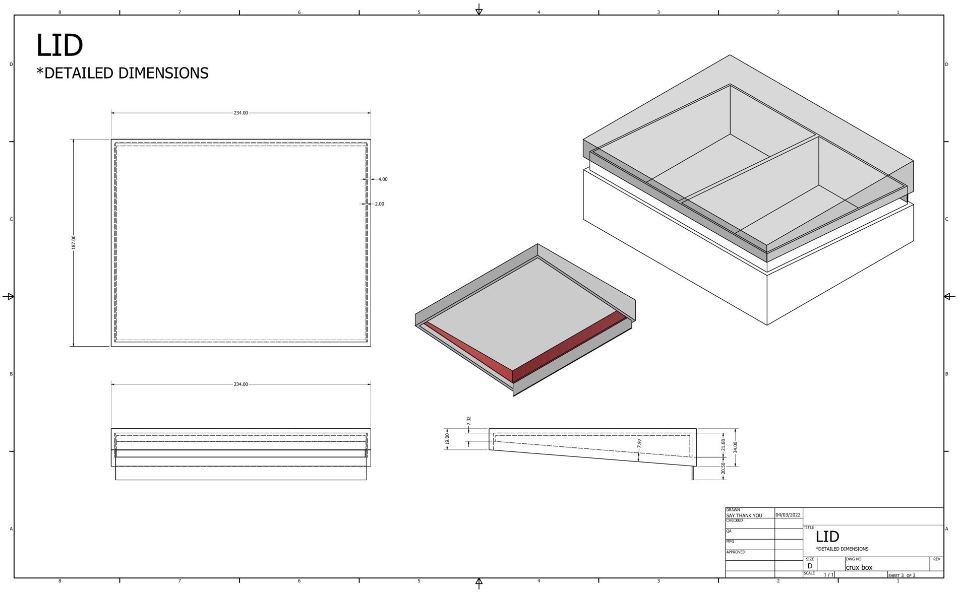 Crux Epicure lid, detailed dimensions