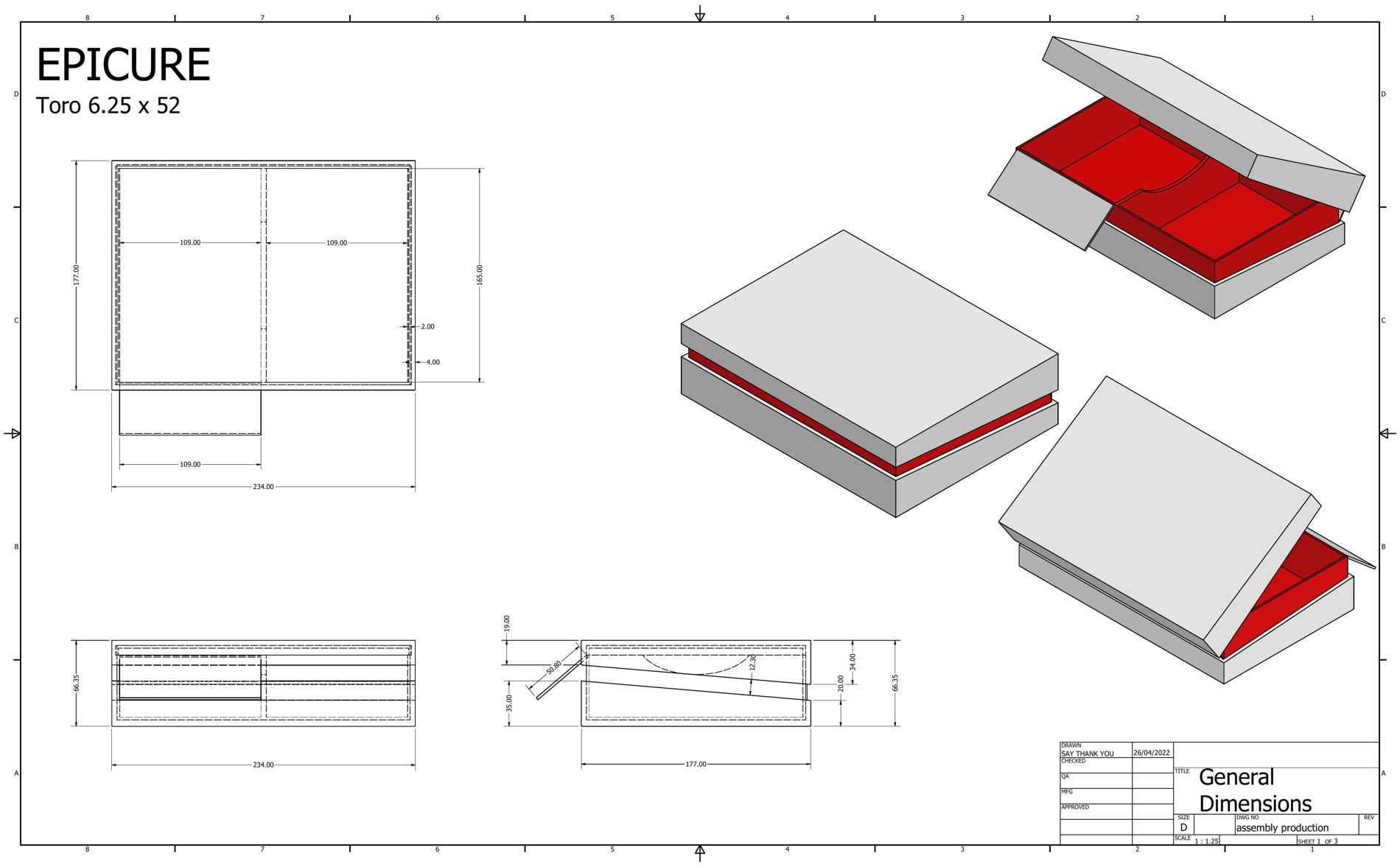 Crux Epicure Toro assembly production drawing