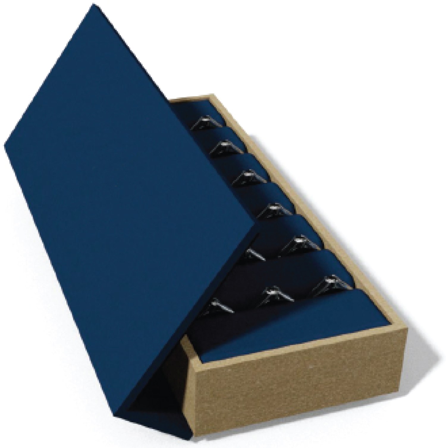 Monarch eyewear display, open case detail