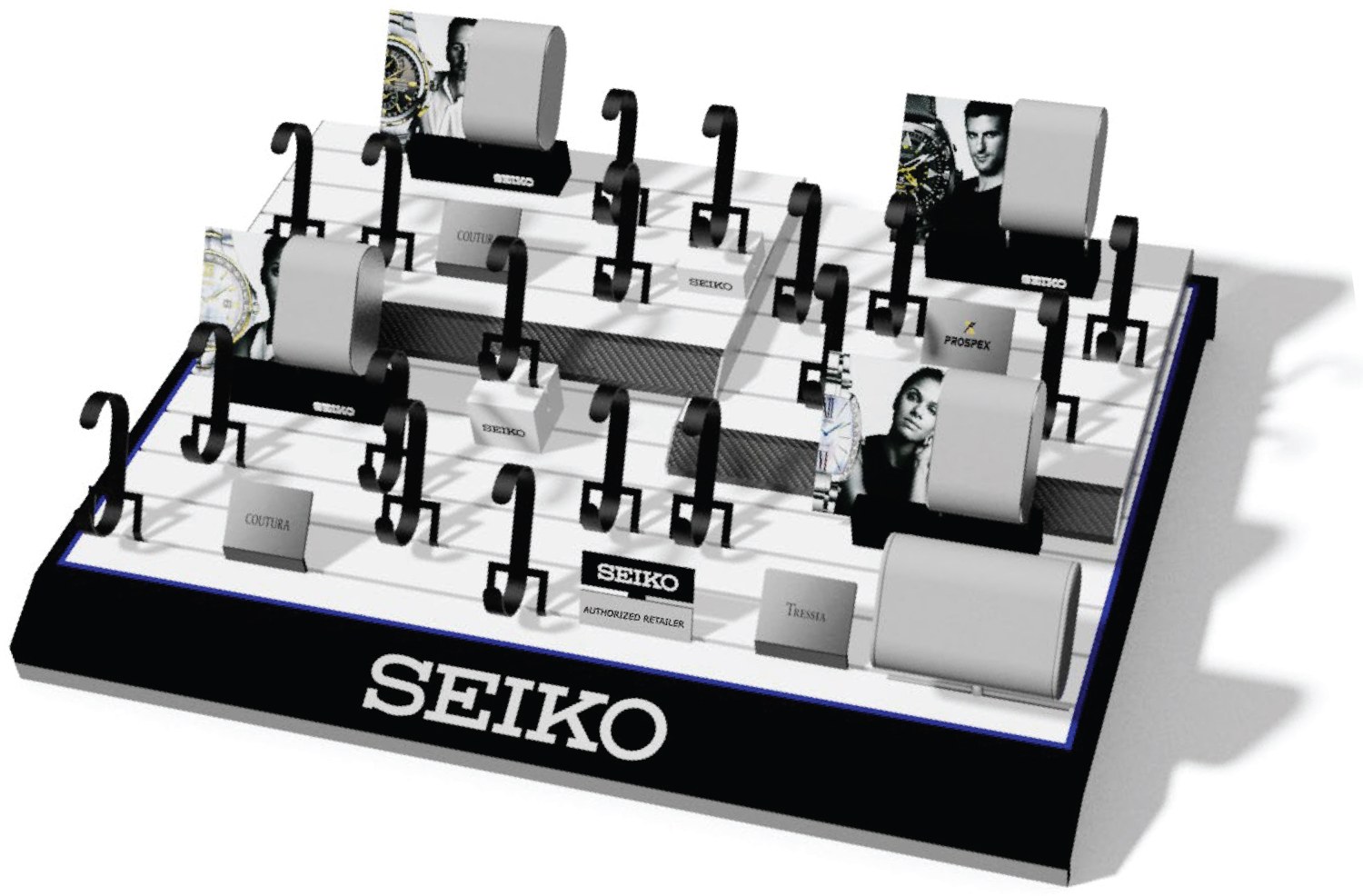 Seiko jewelry counter display, pyramid form