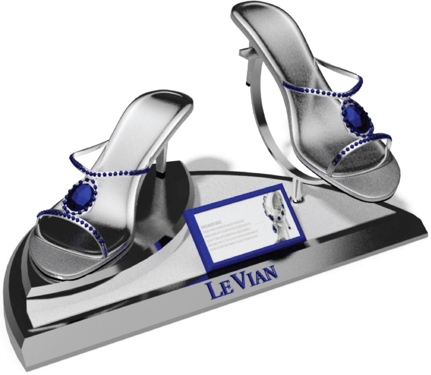 Le Vian jewelry and heel-shaped display, flat view