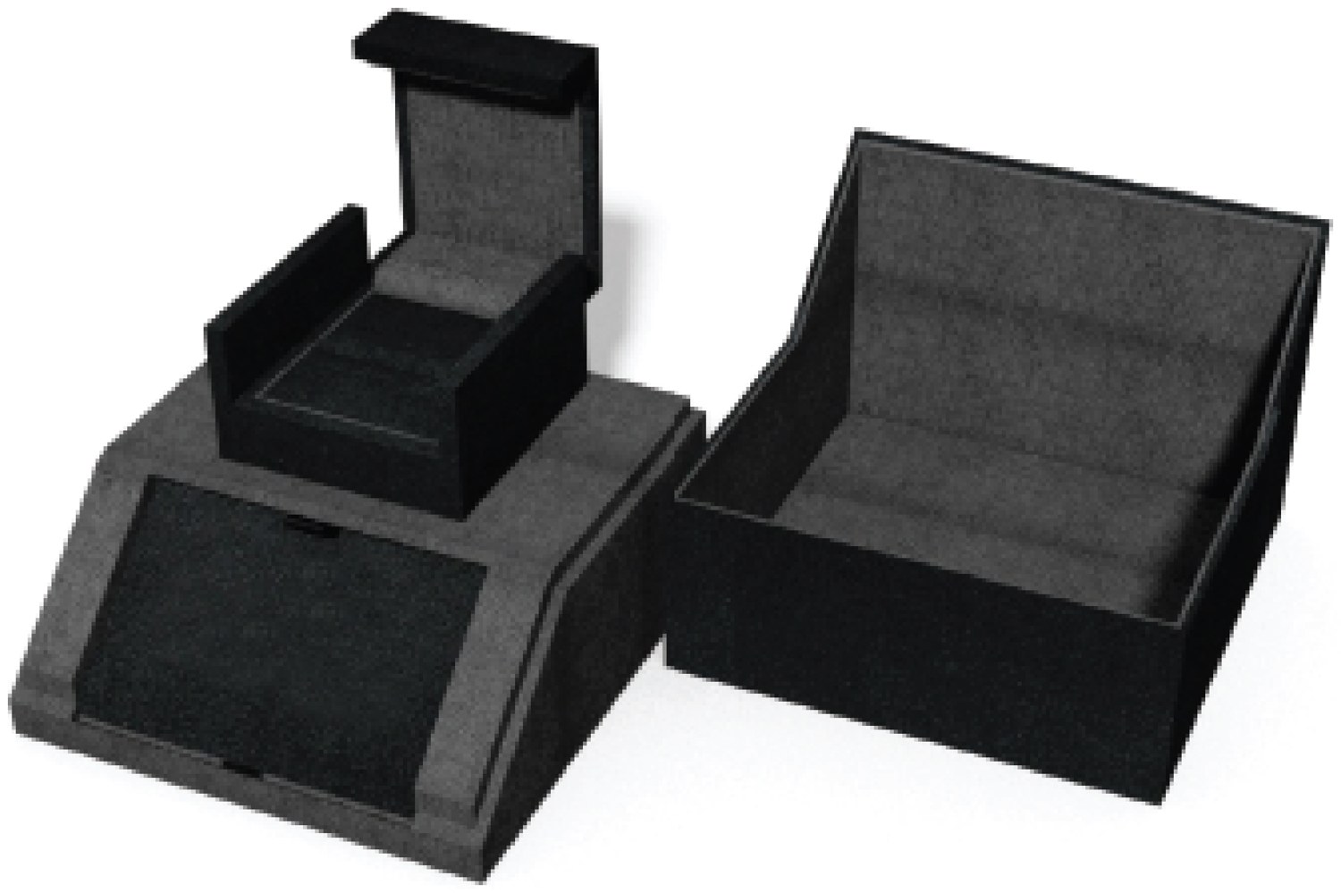 Black ring and earring presentation box, open