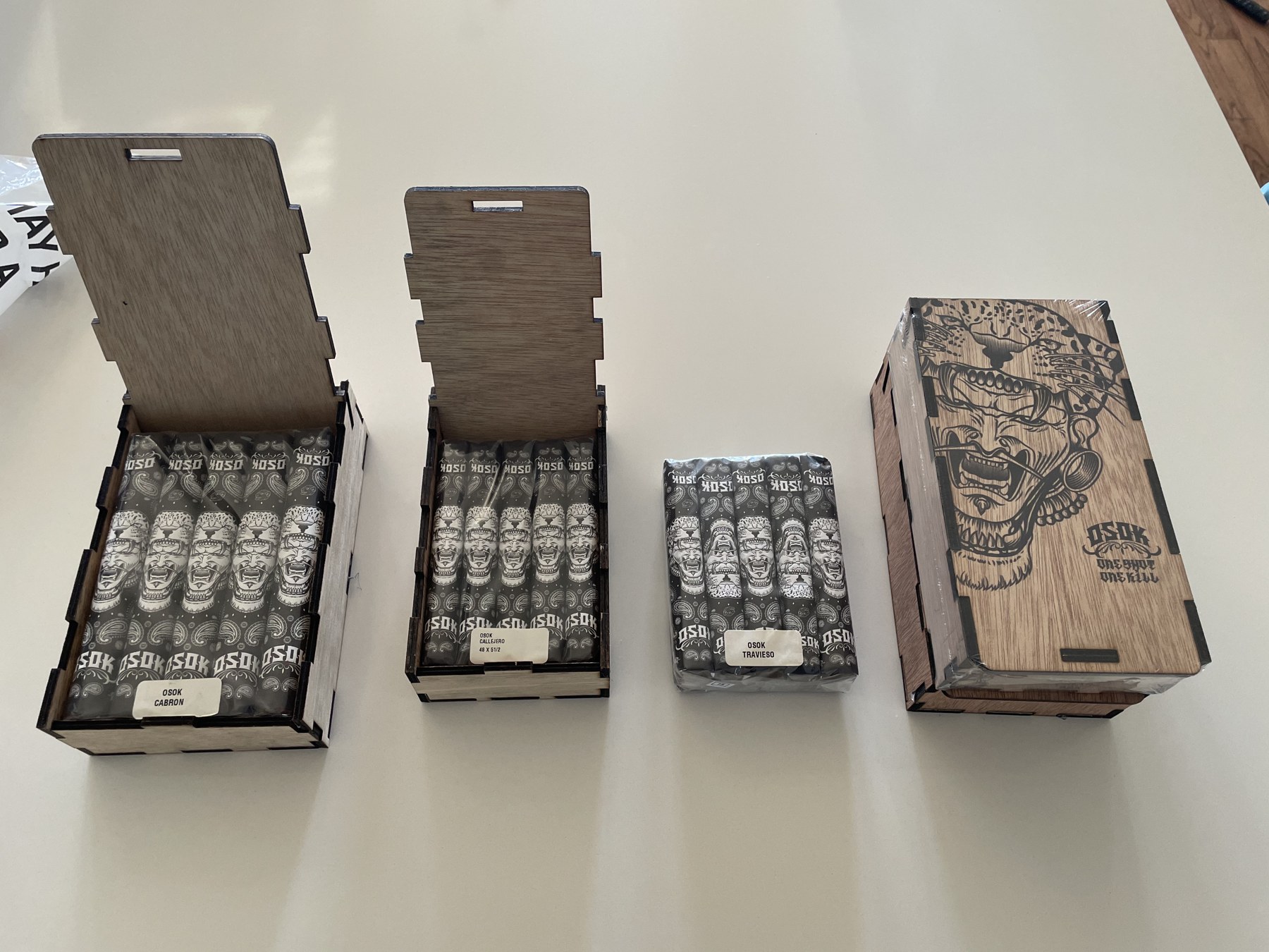 OSOK laser-engraved wood cigar box