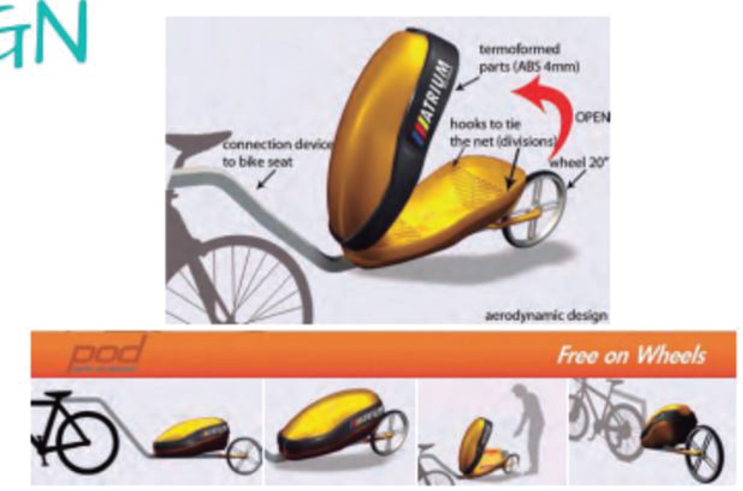 Aerodynamic bicycle pod concept sketches